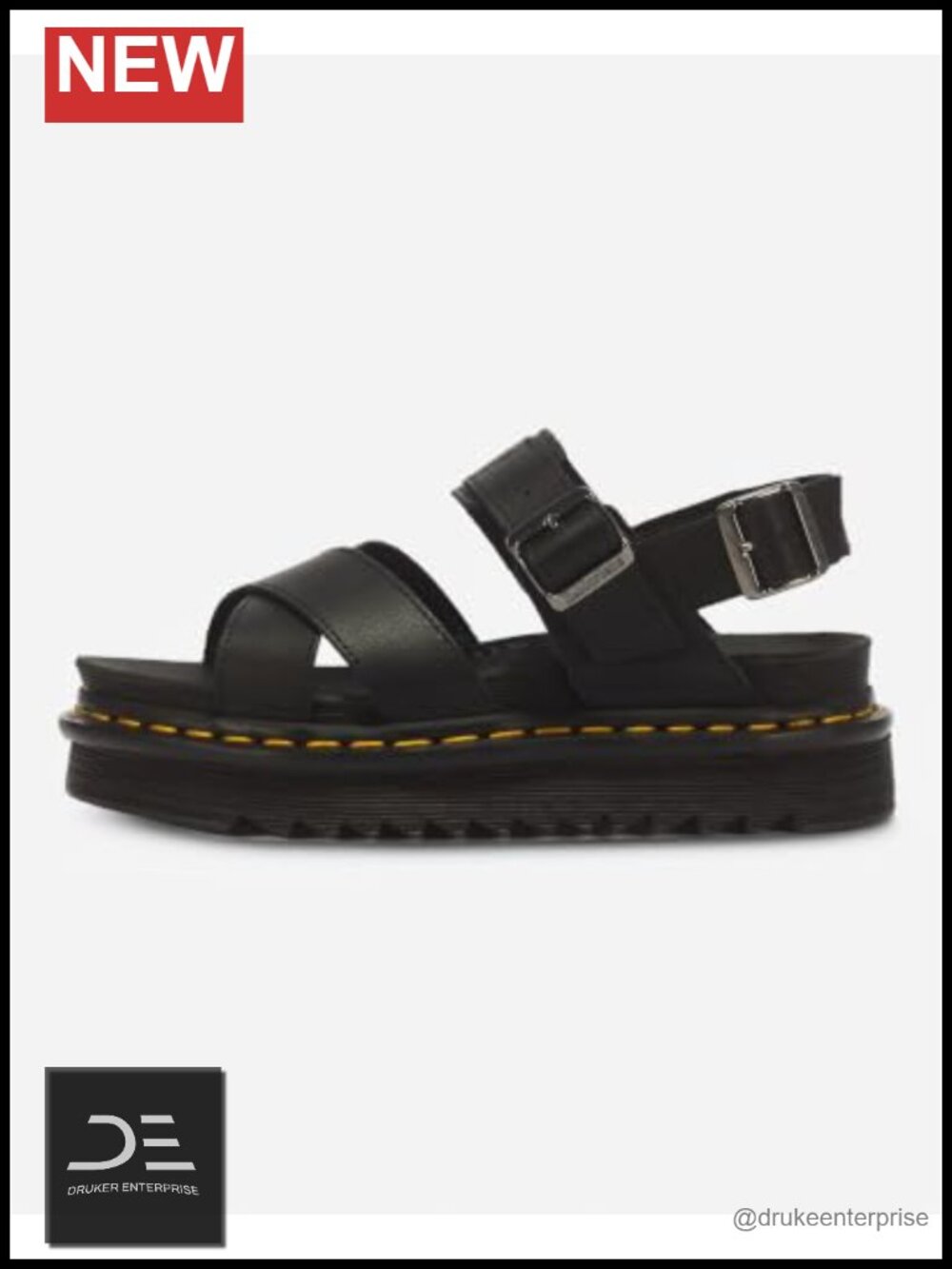 Leather Strap Platform Sandals Memory Foam Buckle